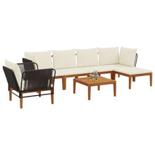 Molumvel 7 Pcs Garden Lounge Set, Solid Acacia Wood Outdoor Sofa Furniture with Rope Backrest and Cushions, Modular Patio Seating for Backyard, Terrace, Garden