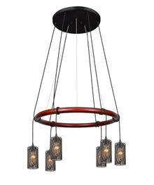 Besa 6 Light Rustic Pendant Black 120V