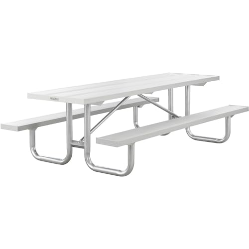 Global Industrial 8'L Heavy-Duty Outdoor Picnic Table, Anodized Aluminum
