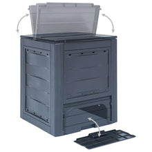 3-Piece Garden Composter Set, 780 Gallon Large Capacity Outdoor Organic Waste Bin, Durable Plastic Compost Maker for Kitchen Scraps and Yard Clippings, Square Matte Gray