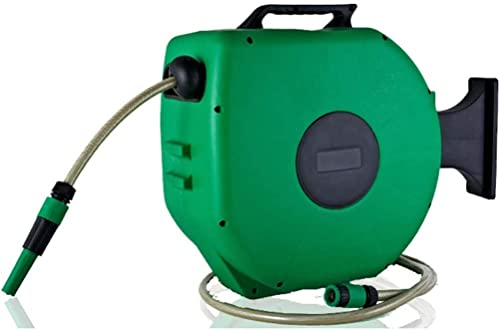 CFDZCP Automatic Retractable Hose Reel, Wall Mount Water Hose Reel Auto Rewind, with Spray Gun, 180 Degree Pivot, Garden Watering, Car Washing