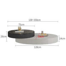 Hhaoran-9863 Side End Table Rotating Oval Coffee Table Set, Modern Luxury Glass Table for Small Spaces, Stylish and Functional Home Furniture Accent Coffee Table for Living Room Bedroom Office(Gris)