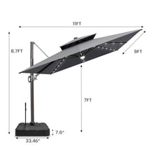 OROTLECT 128'' X 104'' Rectangular Outdoor Solar Led Cantilever Patio Umbrella with Easy-Move Base | One-Person Mobility