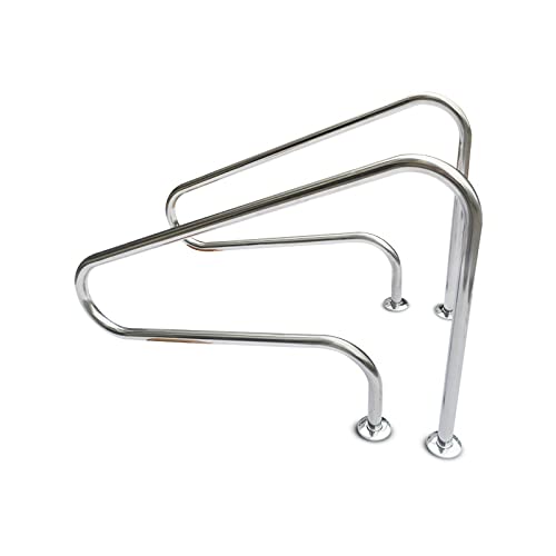 Swimming Pool Handrails, Stainless Steel Spa Stair Handrails 3-Bend Swimming Pool Safety Handrails for Garden Backyard Pools, Easy to Instal