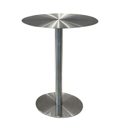 POJGVU Round Bistro Pub Table - Bar Height Cocktail Table with Stainless Steel Top & Stable Base Perfect for Patio Dining Room Parties - High Round Coffee Table,40x40x95cm