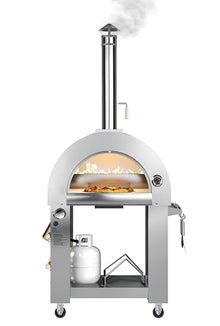 KoolMore 32 in. Outdoor Propane Gas and Wood fired Pizza Oven in Stainless-Steel
