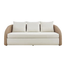 Pavilion 80 in. Natural Metal Outdoor Sofa with Boucle White Cushions