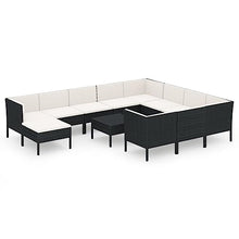 LKJVFCPW 12 Piece Patio Lounge Set, Modular Outdoor PE Rattan Furniture Sofa with Cushions, Garden Sectional Conversation Set for Backyard, Deck, Poolside - Black