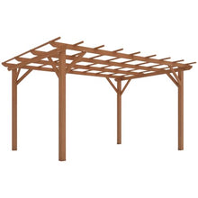 Outsunny 10' x 13' Outdoor Pergola Wood Gazebo Stable Structure Dark Brown