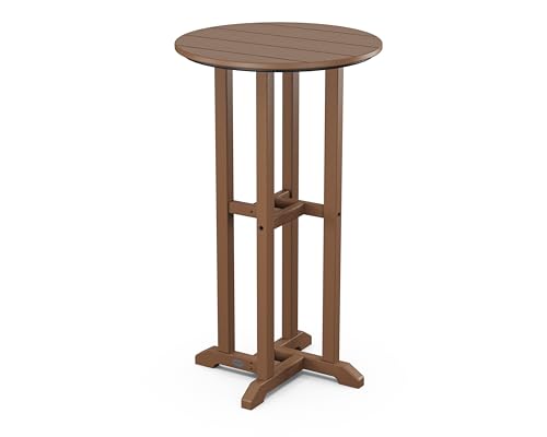POLYWOOD RBT124TE Traditional 24" Round Bar Table, Teak