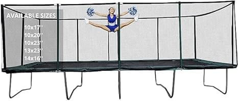 Galactic Xtreme Rectangle Trampoline 13x23 with Net Black and Green