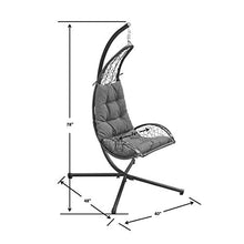 Cushioned Rattan Wicker Hanging Chair with Stand