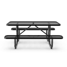 Flash Furniture Commercial 6' Rectangular Expanded Mesh Metal Picnic Table with Anchors - Black
