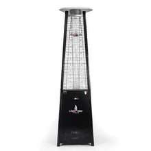 LAVA HEAT ITALIA 92-Inch KD Patio Heater, Natural Gas Flame Tower in Hammered Black, 56,000 BTU Italian-Designed Triangle Chassis Outdoor Heater with Borosilicate Glass Column