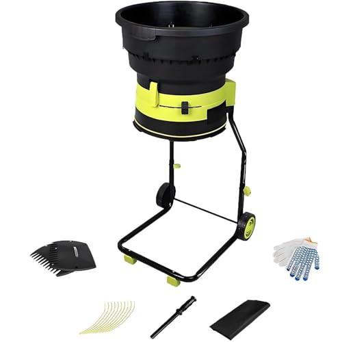 XUXIAO Bladeless Electric Mulcher, 54cm Feed Hopper Opening, 8,000 RPM, Efficiently Mulches 208L/Min, for Garden Debris, Leaves and Branches 10MPowerCord