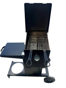 Cooking Station Propane Deep Fryer 4 Gallon, Floor Standing with Wheels, Heavy-Duty Steel Construction, Adjustable Temperature Control, 2 Baskets, Ideal for Chicken Turkey Seafood Meat Vegetables