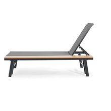 Seeheool Waterloo Chaise Lounge with Attached Wood Side Table, Set of 2, (62756.00BLKMP2)