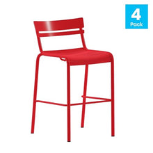 Flash Furniture Commercial Grade Metal Indoor/Outdoor Barstool, Red, 4-Pack