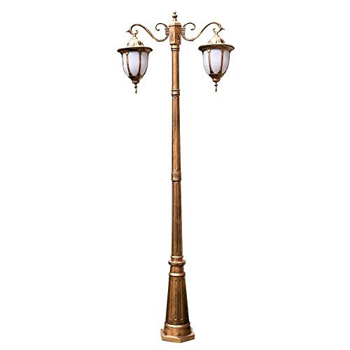 Lights Outdoor Double Head E27 European Outdoor High Pole Street Light Die-cast Aluminum Rust-Proof Garden Retro Road Lamp IP55 Waterproof Landscape Outdoor Column Lantern Pillar Post Lighting Stadium