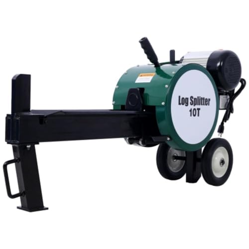 10 Ton Electric Log Splitter, Double Flywheel Log Splitter, 110V 60HZ 2HP 16A, Electric Wood Splitter With Mobile Wheels