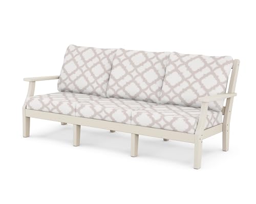 Martha Stewart by POLYWOOD® Chinoiserie Deep Seating Sofa in Sand/Trellis Dune Burlap