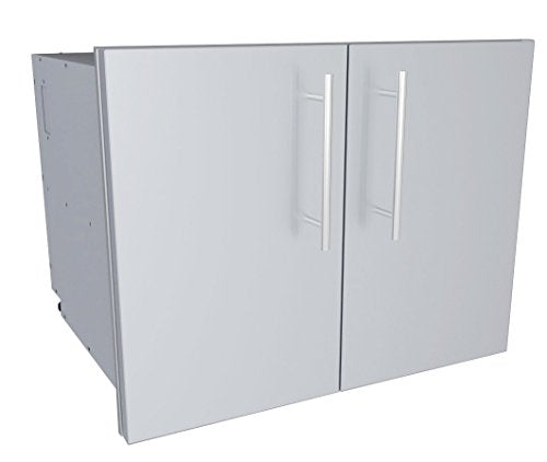 SUNSTONE DE-DDP30 Designer Series Raised Style Double Door Dry Storage Pantry, 30", Stainless Steel
