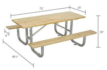 Global Industrial Wood Picnic Table. 72"L x 56-1/2"W x 30"H, 28"W Table Top