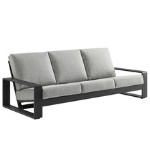 Modway Lirienne Aluminum Outdoor Sofa in Light Gray Gray - Weather-Resistant Modern 3-Seater Patio Couch with Removable Cushions