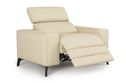 Valencia Esther Top Grain Leather Power Recliner Accent Chair, Beige