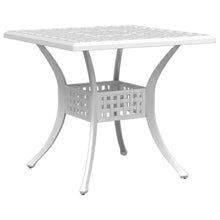 KUPTYERFG White Cast Aluminum Bistro Table - 31.5 Inch Square Outdoor Dining Table for Patio, Garden, Balcony, Sturdy Metal Patio Furniture with 2 Inch Umbrella Hole