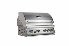 Bonfire 34-inch 4 Burner Built-in Propane Gas Grill with Rear Infrared Burner and Rotisserie Kit for Outdoor Kitchen BBQ Island, 304 Stainless Steel, CBB4-LP