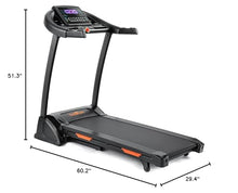 THERUN Incline Treadmill 300 lbs Weight Capacity Folding Treadmill 0-15% Auto Incline Orange-Black