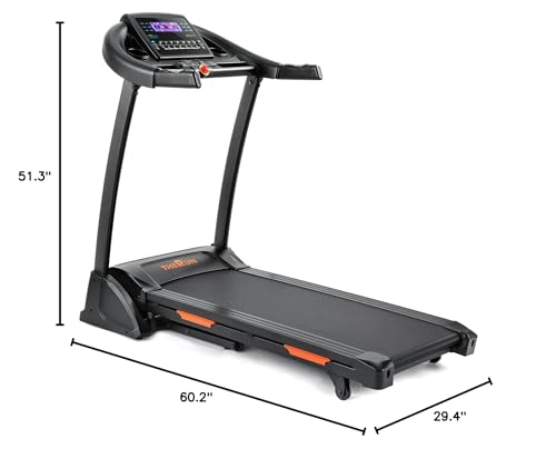 THERUN Incline Treadmill 300 lbs Weight Capacity Folding Treadmill 0-15% Auto Incline Orange-Black