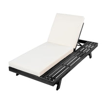 Merax Acacia Wood Chaise Lounge Chair Outdoor Set of 4, Patio Recliner with 4 Position Adjustable Backrest and 4" Thick Double-fold Cushion