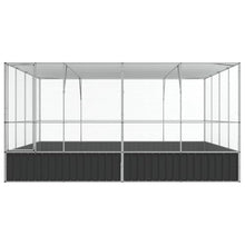 Makastle Bird Easy Assembly Aviary 164.6" x 163" x 83.5" Silver and Anthracite Galvanized Steel Outdoor with Cover