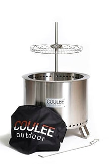 Coulee Colorado XL Smokeless Fire Pit - Versatile Multi-Fuel Fire Pit with Adjustable Swivel Grill, Cover, and Fire Tool, Featuring A Better Burn™, Perfect for Patio, Camping, and Backyard