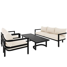Miscoos Outdoor Patio Furniture Sofa Set 4-Piece Style 1 White