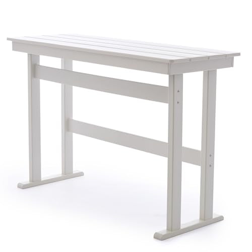 AXMOLM HDPE Outdoor Bar Height Patio Table, 54” All-Weather Outdoor High Top Tall Pub Rectangular Bar Table for Balcony, Backyard, Garden,Lawn (White, Bar Table)