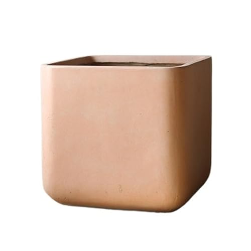 WOAITIANTIAN Flower Pots Plant Pots Square Large Faux Concrete High Model Green Plants and Flowers Pot(Brown,Large)