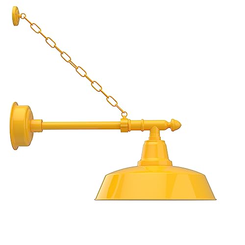 16" Farmhouse Gooseneck Barn Light with Victorian with Chain Arm in Yellow