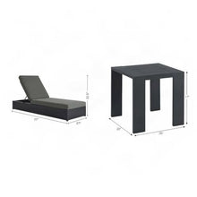 Outdoor Escape Powder-Coated Aluminum Chaise Lounges and Table 3 Piece Set, Pool Lounge Chairs Patio Lounger Poolside Sun Lounger for Outside, Gray Charcoal