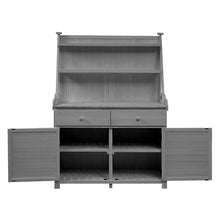 Seeheool Outdoor Table with Solid Wood, Storage Shelf for Patio Backyard Garden Pool Porch Lawn Gray