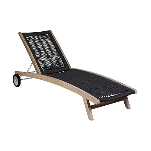 Armen Living Chateau Outdoor Patio Adjustable Chaise Lounge Chair Charcoal Rope and Eucalyptus