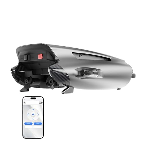 Intelligent Solar Pool Skimmer Robot with APP Support, 24/7 Automatic Surface Cleaning, Radar Navigation to Avoid Getting Stuck, 28 Hours Endurance, Easy Basket Lift