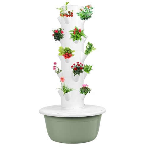 XURUIUS Indoor Vertical Hydroponic Tower,Garden Kit,5/7 Layers,with 20/28 Holes,with Tank,Planter Tower,for Home (5)