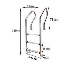 Swimming Pool Ladder 304 Stainless Steel Swimming Pool Ladder with 3-Layer Anti-Skid Ladder Water Park Ladder no Embedded/Silver / 54×58×150cm (Silver 54×58×150cm)