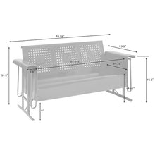 Pemberly Row Metal Gliding Patio Sofa, 65.75 in Wide, White Weatherproof Powder-Coated Finish, Smooth Rocking Mechanism, Retro Outdoor Couch for Porch, Balcony, or Patio Seating