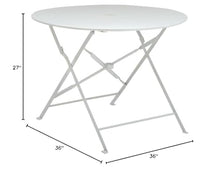 Carolina Classic 36" Folding Metal Bistro Table with Umbrella Hole in White