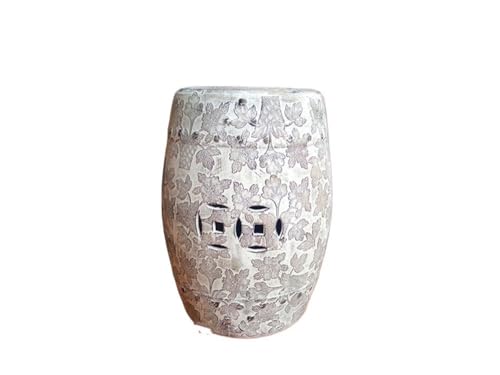 LINKIO Garden Stool Chinese Flow Glaze Ceramic Drum Stool Round Stool Shoe Changing Stool Decorative Ornaments Retro Drum Pier Embroidery Pier Cool Stool Ottomans