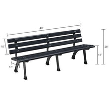 Global Industrial 6'L Outdoor Park Bench with Backrest, Black, Plastic